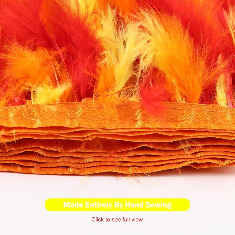 MAOFENG 2 Yards Natural Turkey Feathers Trim Sewing Fringe Fashion Dress Sewing 4-6inch for DIY Handicrafts Costumes Decoration,Red+Orange+Yellow - Image 3
